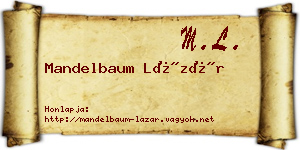 Mandelbaum Lázár névjegykártya